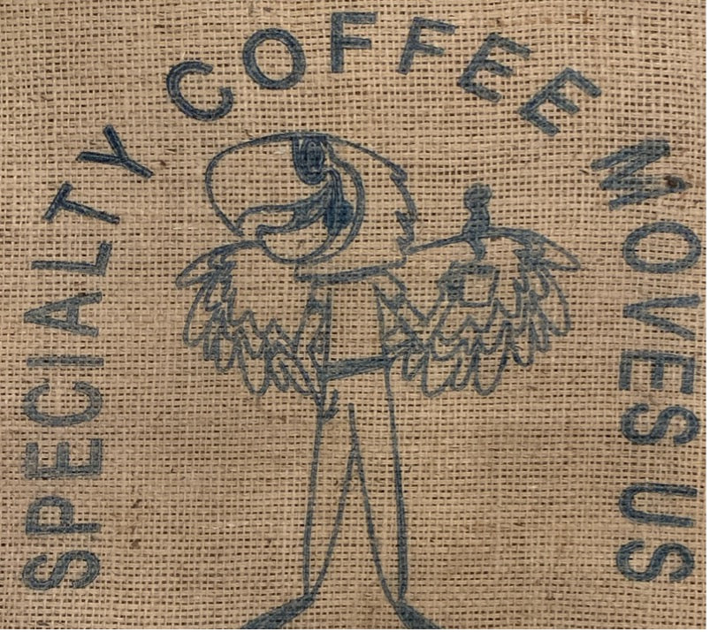 Costa Rica coffee sack bird design