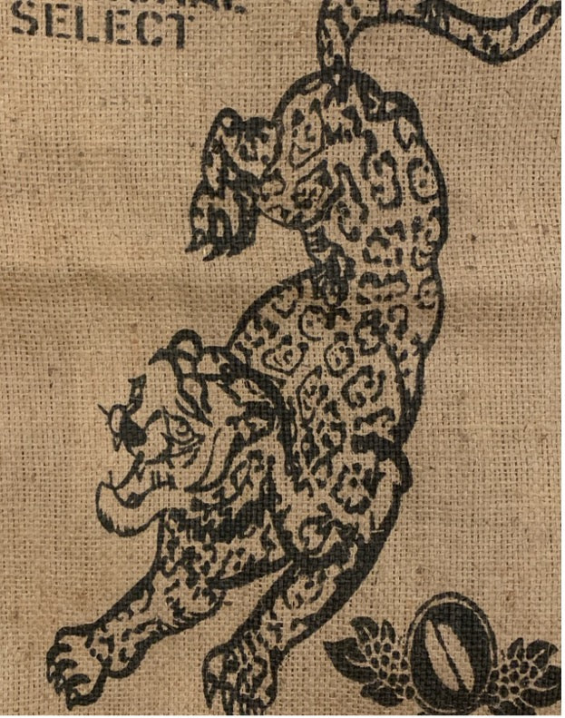 Peru coffee sack jaguar design