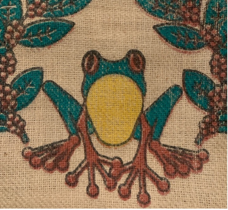 Costa Rica coffee sack frog design