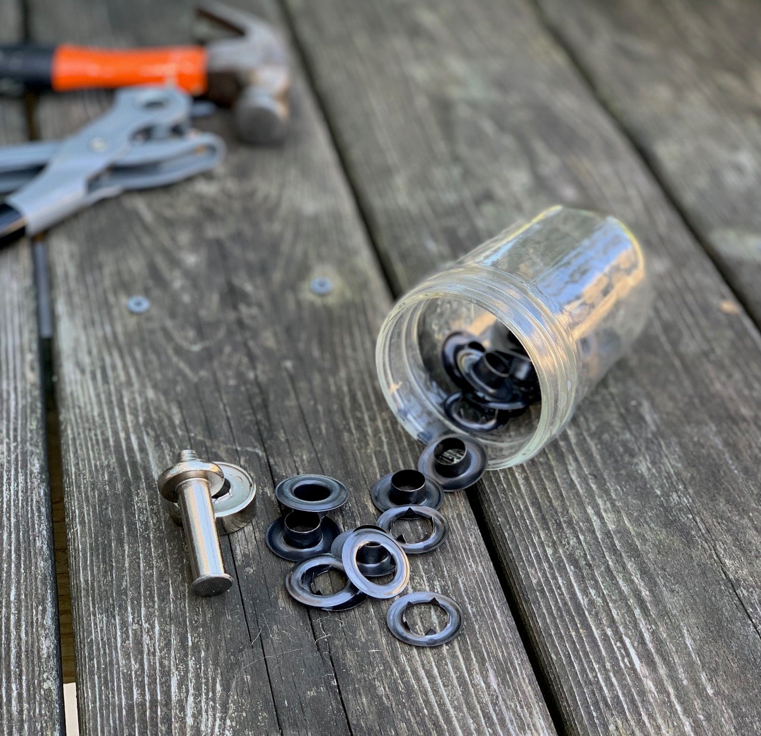 Grommets and tools used in handmade Thread & Twine construction